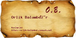Orlik Balambér névjegykártya